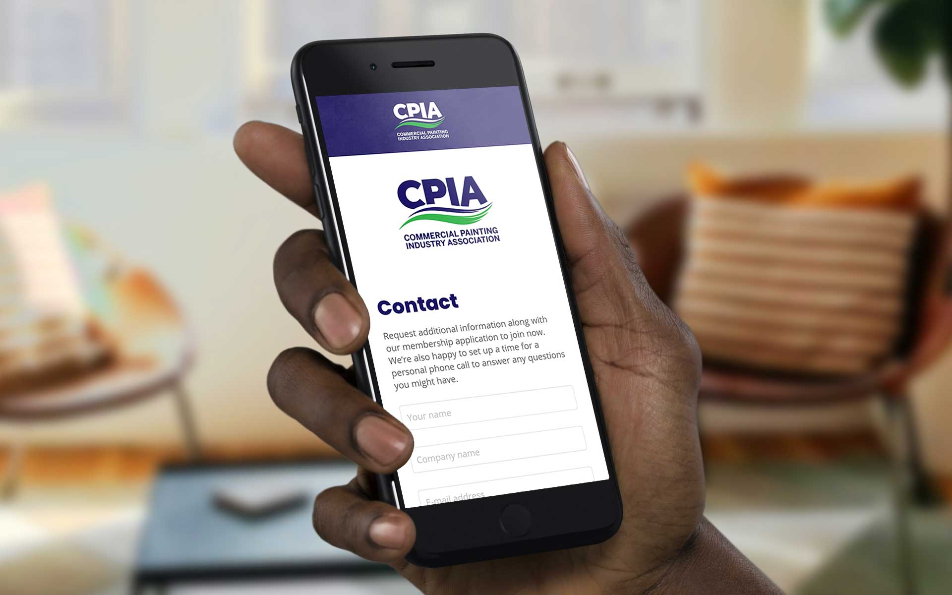 CPIA Contact Us Page on Mobile